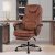 Executive Office Chair, Big and Tall Office Chair with Foot Rest Reclining Leather Chair, High Back Ergonomic Home Office Desk Chair(Brown)