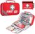 General Medi 2-in-1 First Aid Kit (215 Piece Set) + 43 Piece Mini First Aid Kit -Includes Eyewash, Ice(Cold) Pack, Moleskin Pad and Emergency Blanket for Travel, Home, Office, Car, Workplace